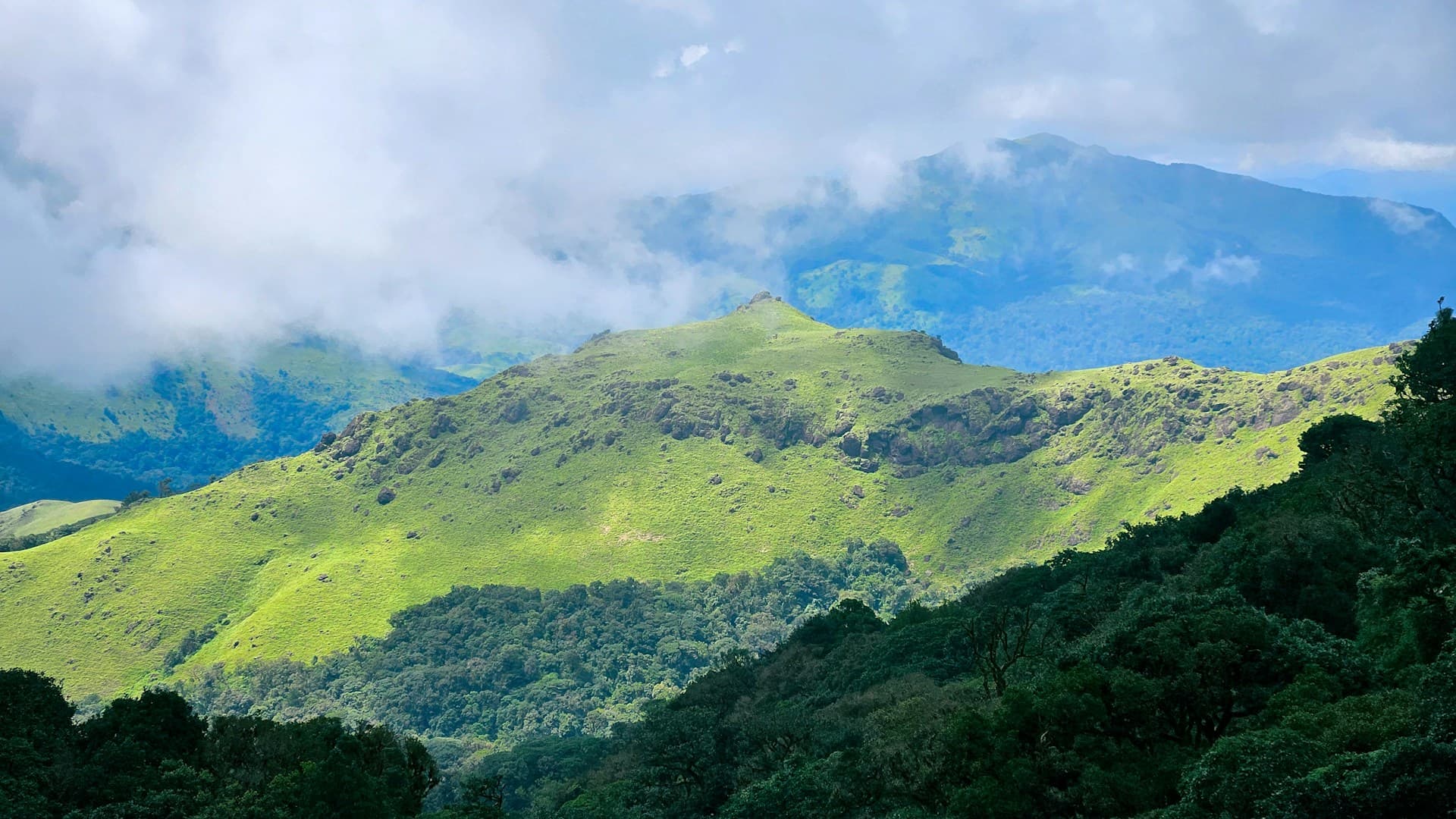 Misty Western Ghats hills of Coorg, Karnataka